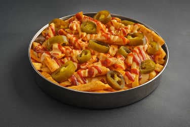 Potatoes with hot cheese sauce