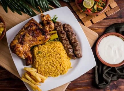 1/4 مشوي، 1/8 كفتة، أرز