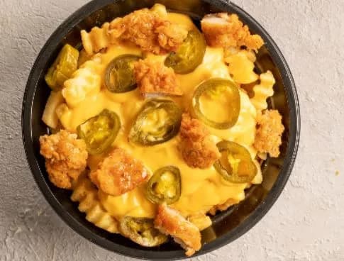 French Fries With Cheddar Cheese And Chicken Strips Platter