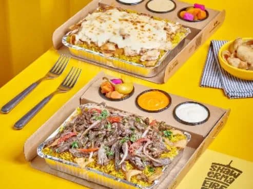 Shawerma Fatteh With Mozzarella Cheese