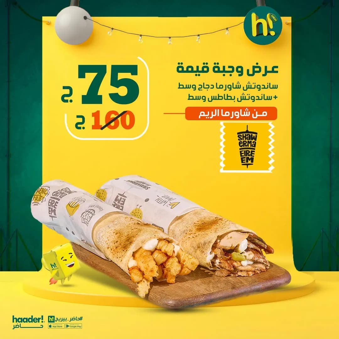 Medium Chicken Shawarma Sandwich + Medium Fries Sandwich