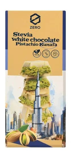 Stevia white chocolate zero with kunafa and pistachio cream