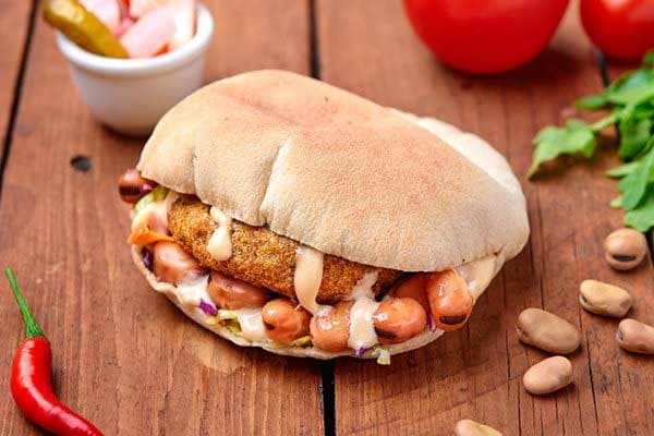 Falafel with Eggplant Sandwich