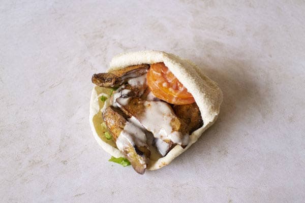Foul with Fried Eggplant Sandwich
