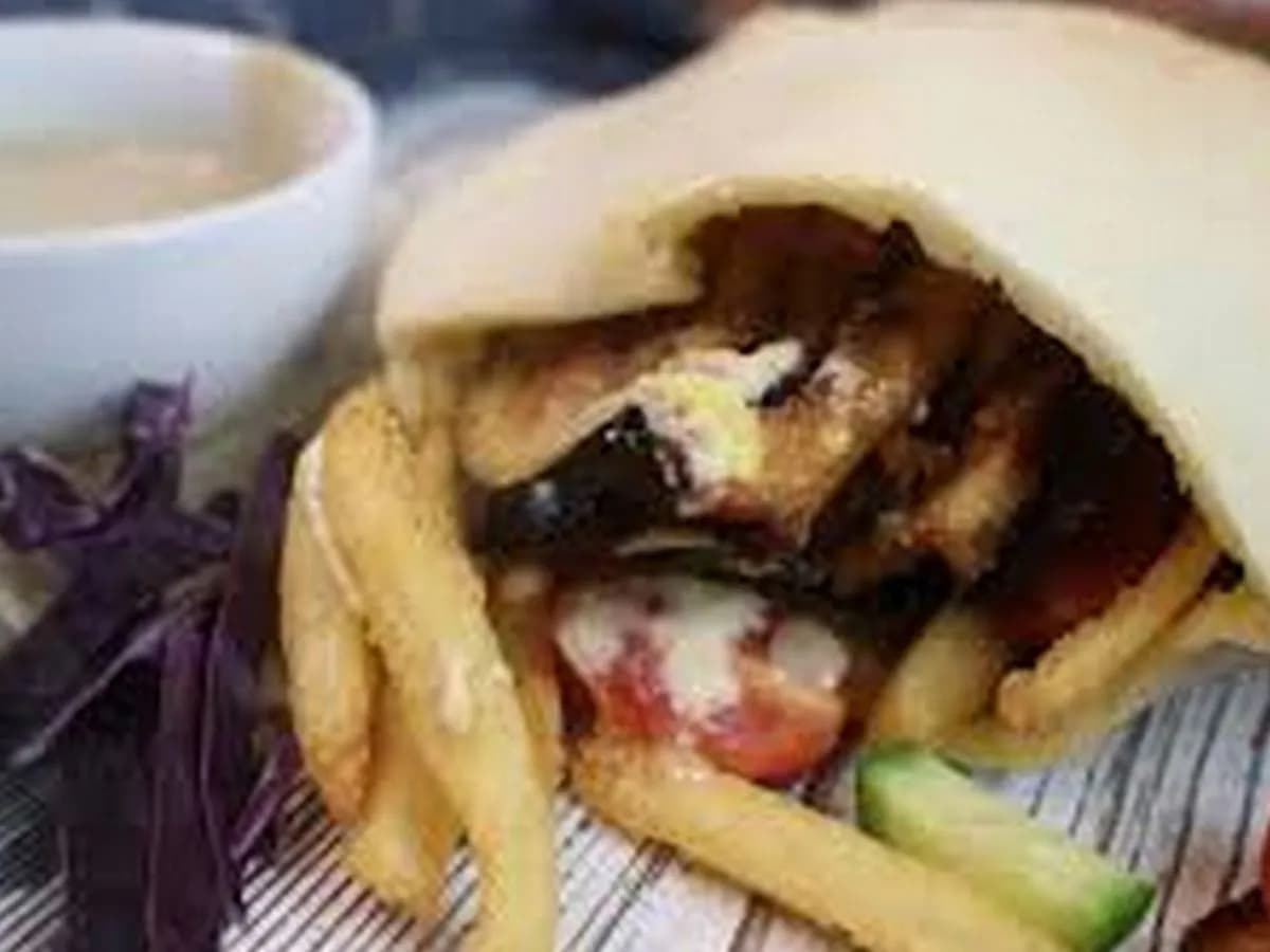 French Fries With Eggplant Sandwich