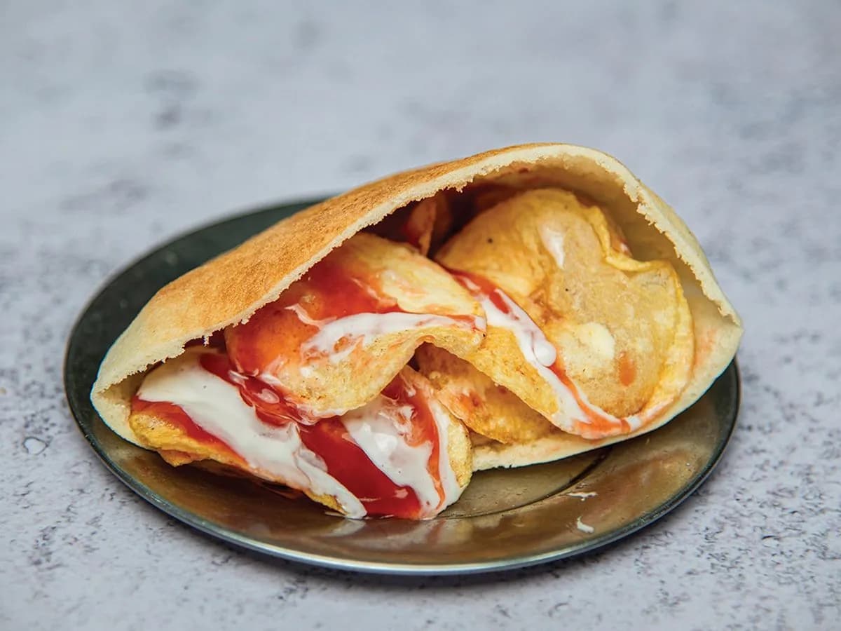 Chips, Ketchup and Mayonnaise Sandwich