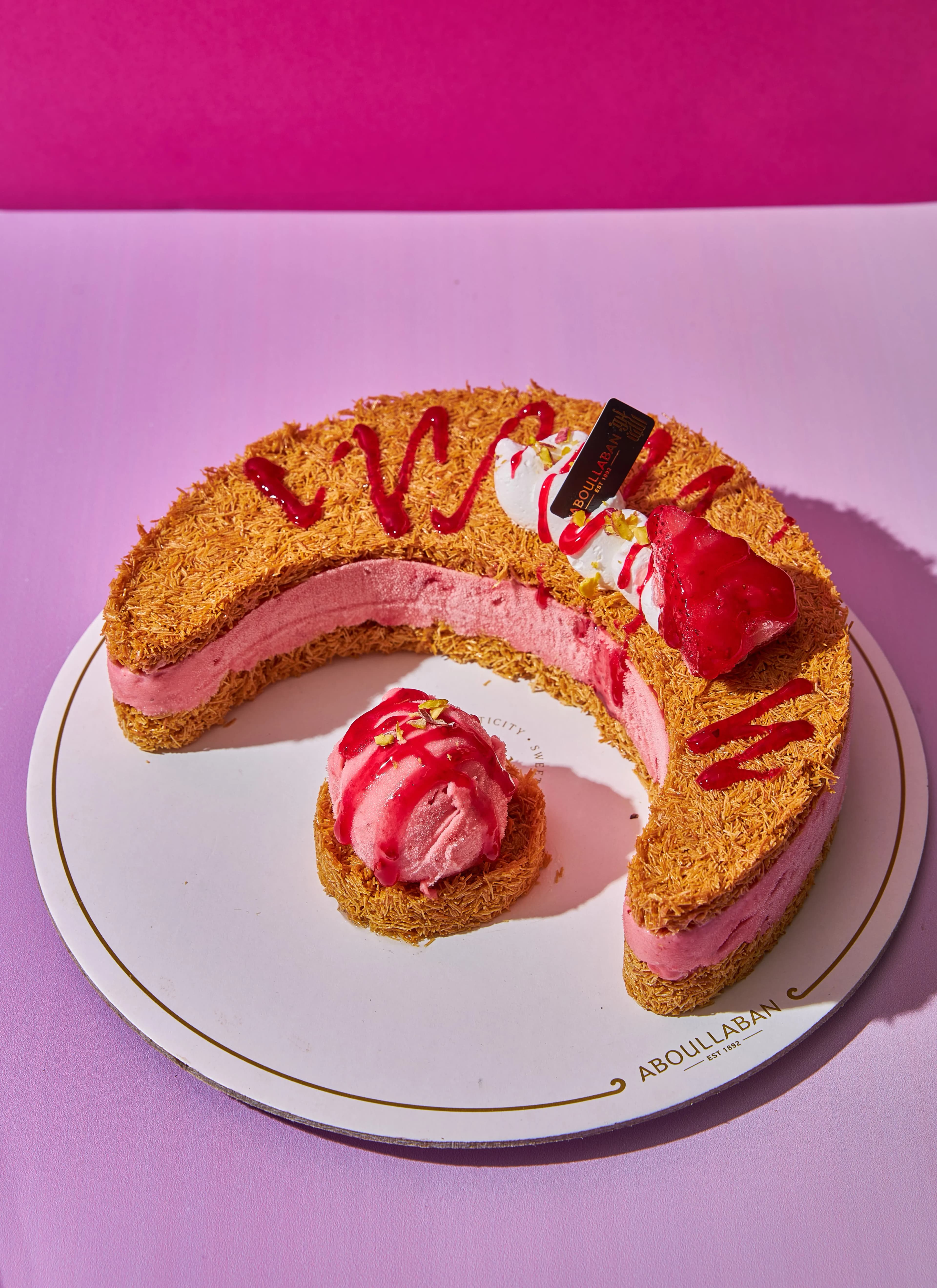 Konafa Strawberry Ice Cream Cake
